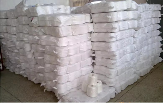 100 Spun Polyester Garens Raw White Knitting Weaving Ne 20S 30S 40S 42S 45S 60S Polyester Garens