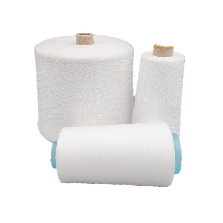 100 Spun Polyester Garens Raw White Knitting Weaving Ne 20S 30S 40S 42S 45S 60S Polyester Garens